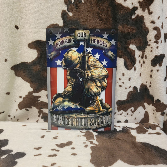 Honoring Our Heros Soldier Flag Metal Sign