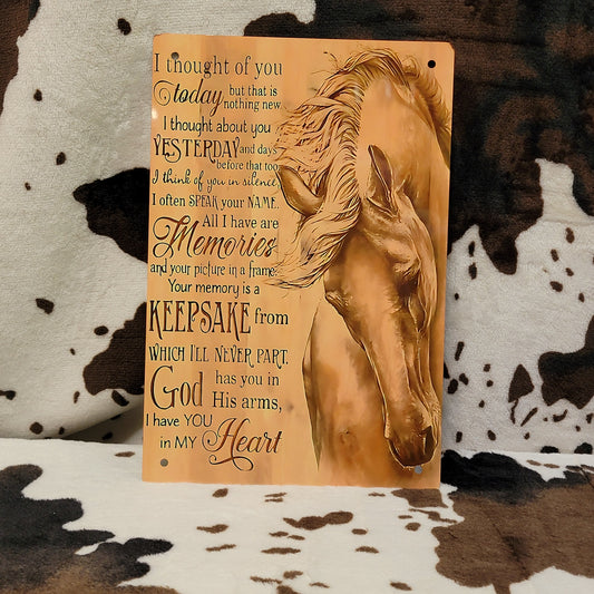 Horse Memorial In Memory Metal Sign