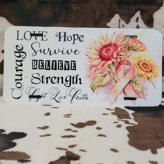Breast Cancer Inspirational Car Tag License Plate