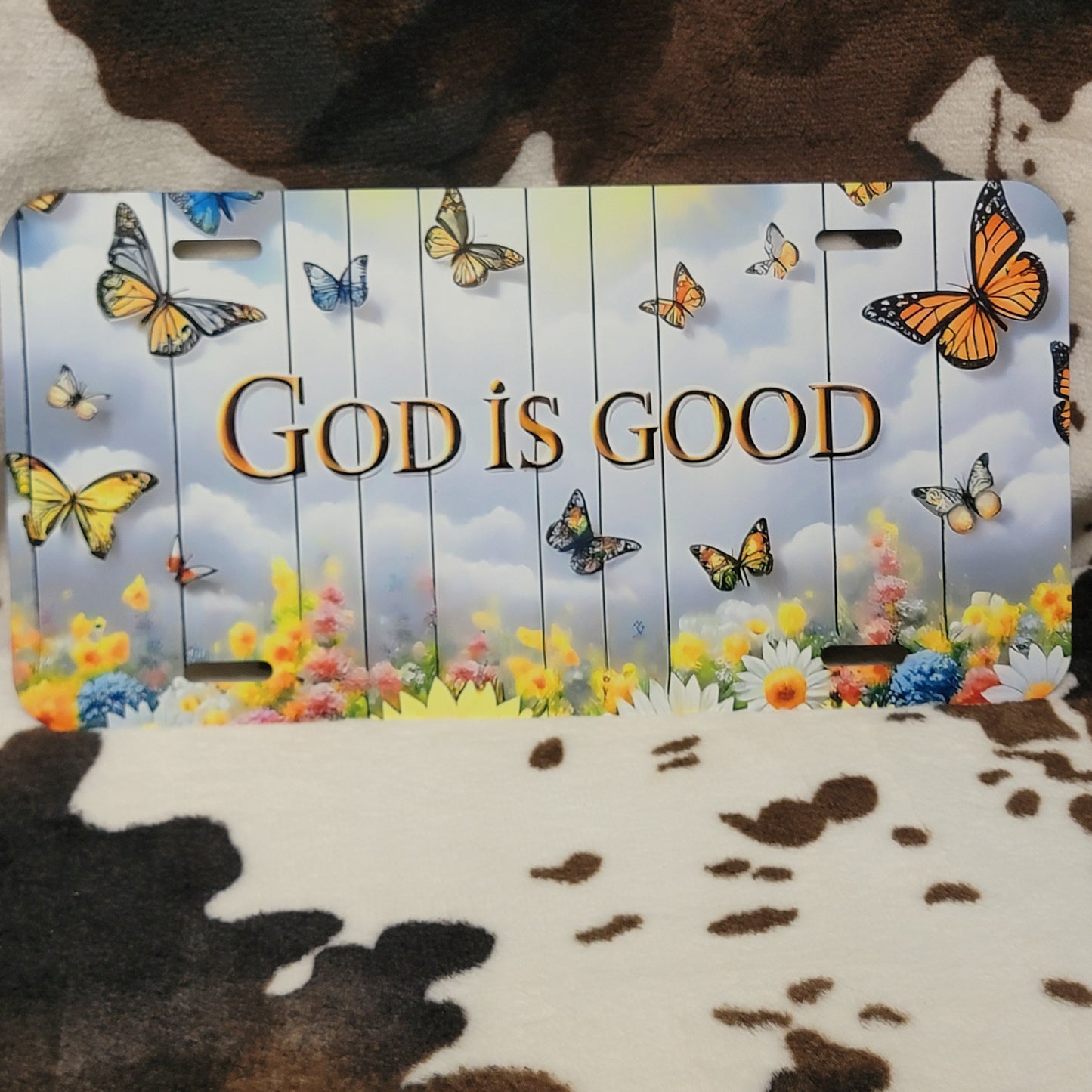 God Is Good Butterfly Car Tag License Plate