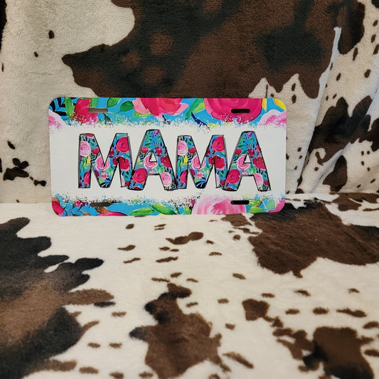 Mama Floral Custom Handmade Car Tag License Plate