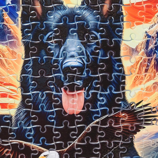 German Shepherd American Flag 120 Piece Handmade Jigsaw Puzzle
