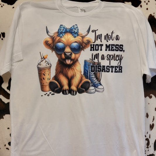 Spicy Disaster Highland Cow Graphic T-Shirt