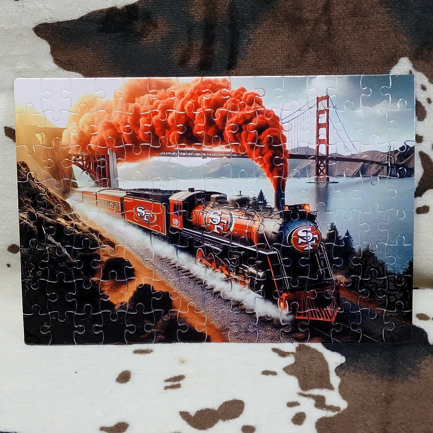 San Francisco 49ers Football Train 120 Piece Handmade Jigsaw Puzzle
