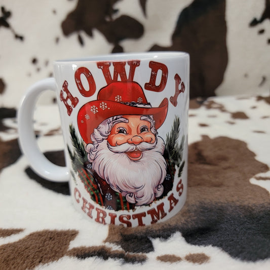 Howdy Christmas Santa Western 11oz Ceramic Coffee Mug