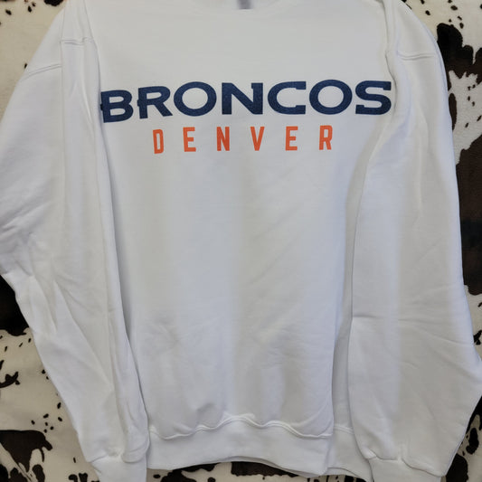 Broncos Football White Sweatshirt