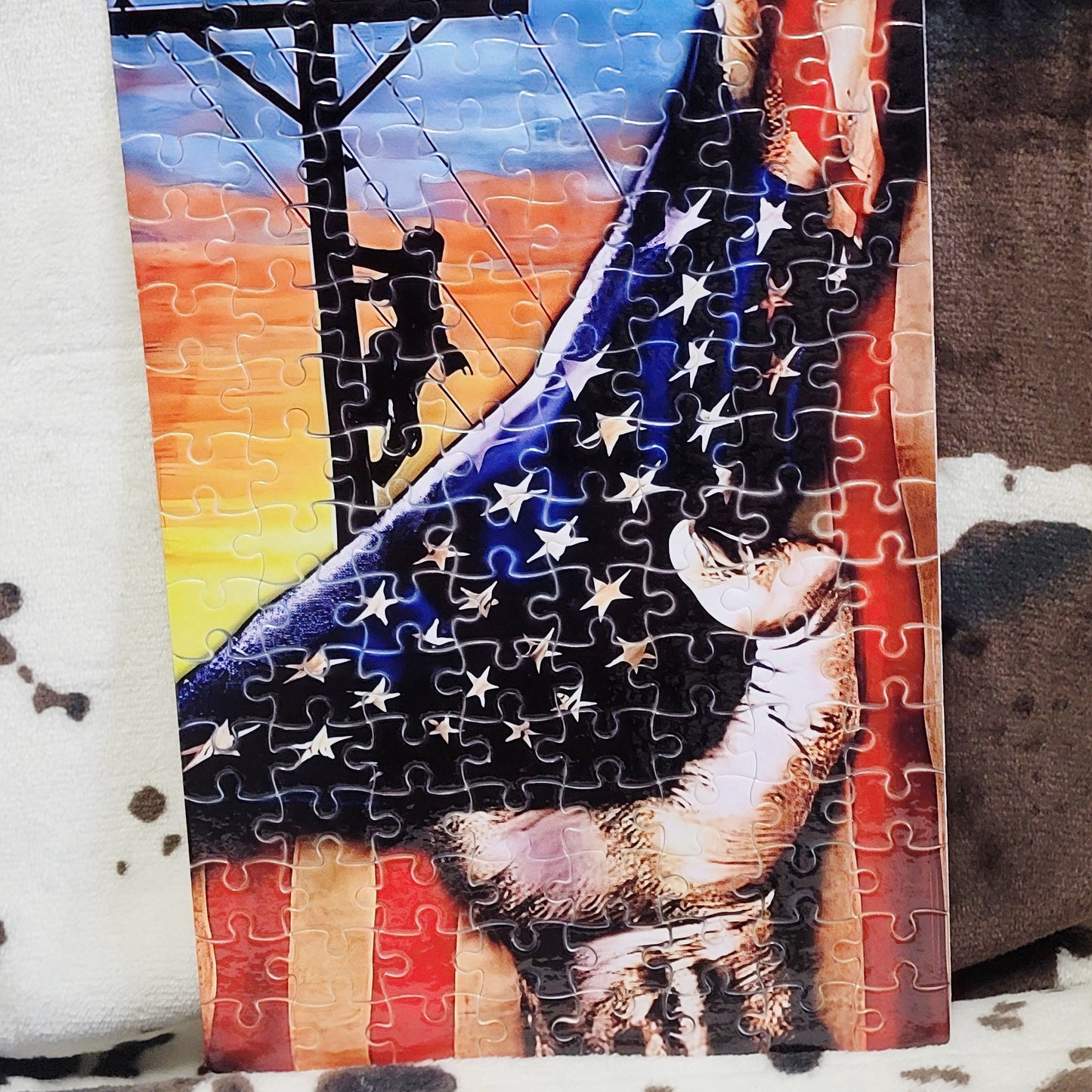 Power Lineman Flag 120 Piece Handmade Jigsaw Puzzle