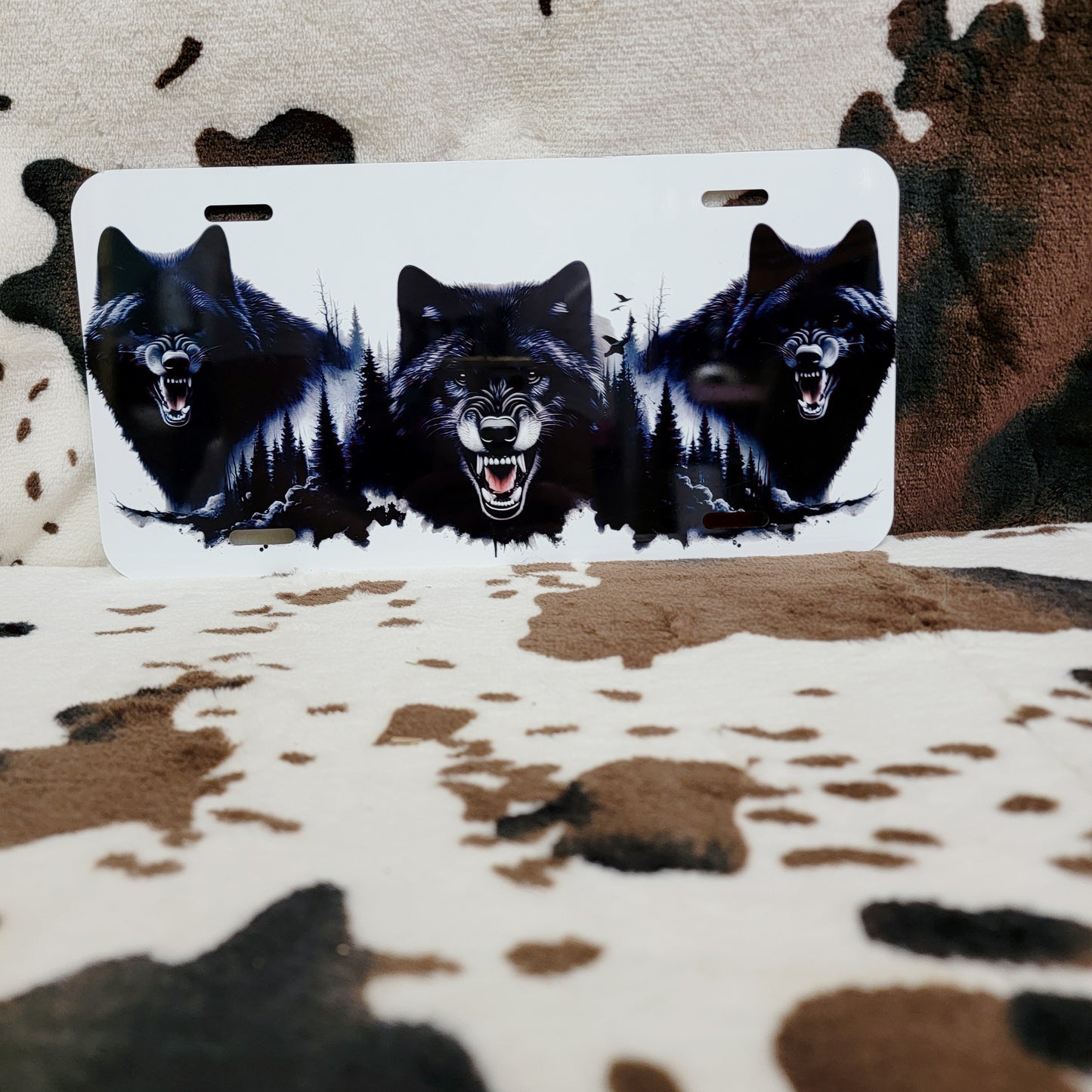 Black Wolves Wolf Car Tag License Plate