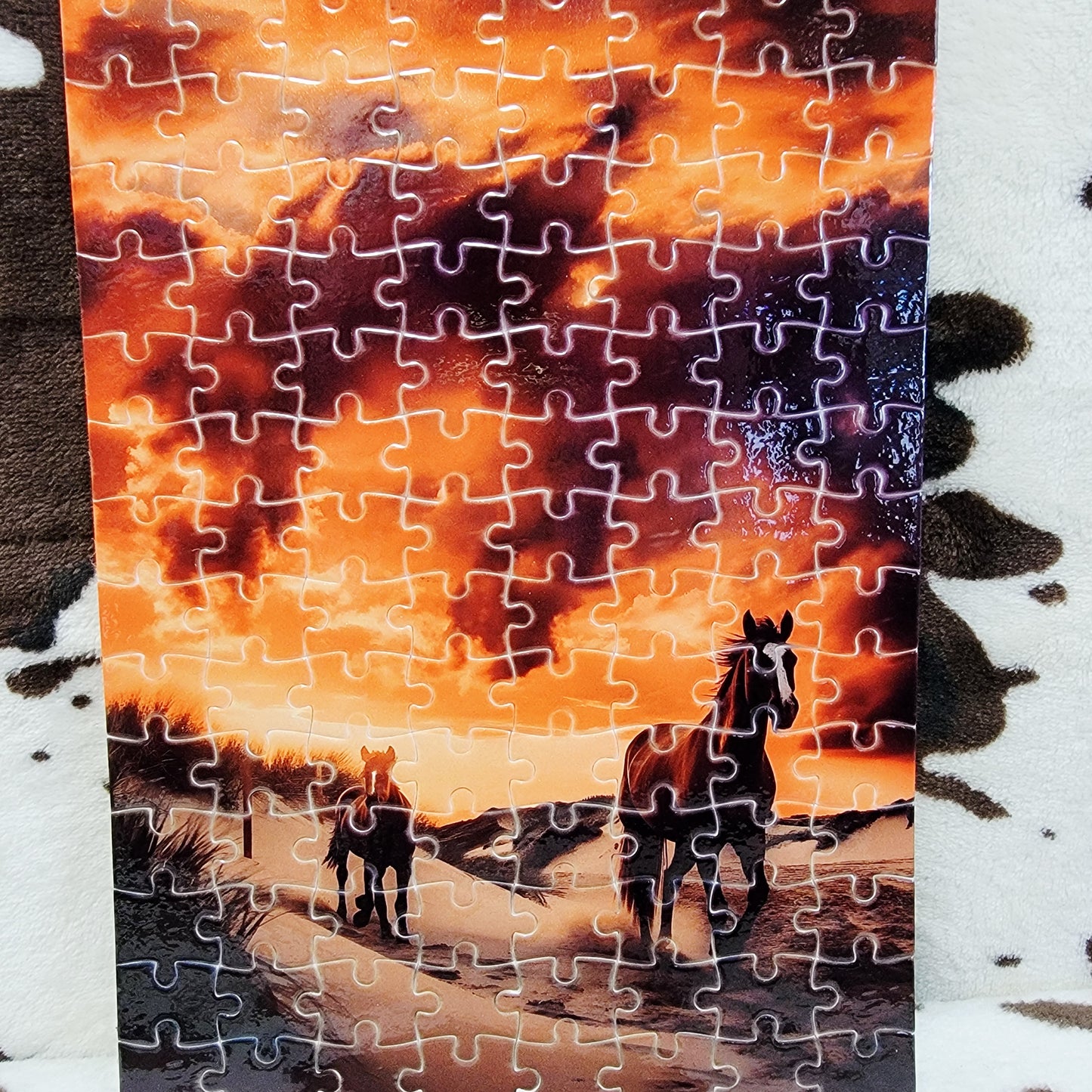 Horses On The Beach 120-Piece Jigsaw Puzzle Handmade Custom One-of-a-Kind