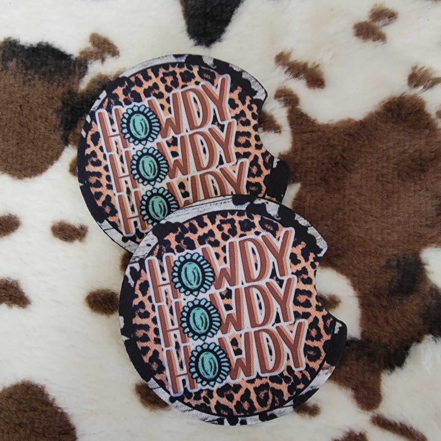 Howdy Western Neoprene Car Coaster Set