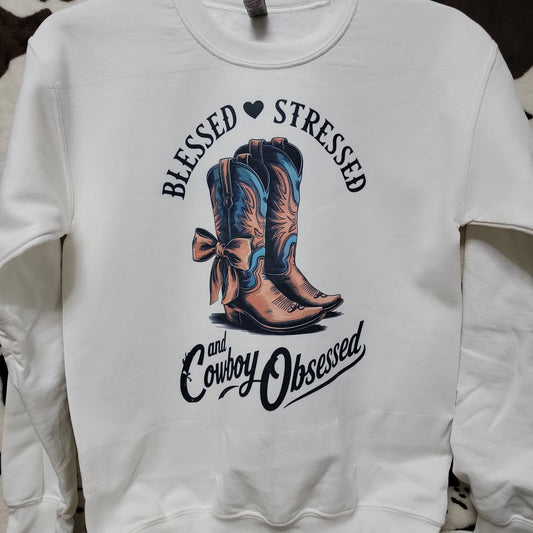 Cowboy Obsessed White Sweatshirt