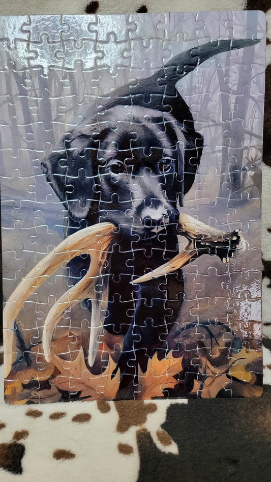 Black Labrador Dog 120-Piece Jigsaw Puzzle Handmade Custom One-of-a-Kind