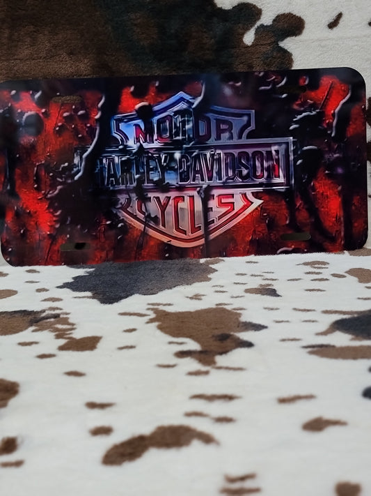 Harley Red Custom Handmade Car Tag License Plate
