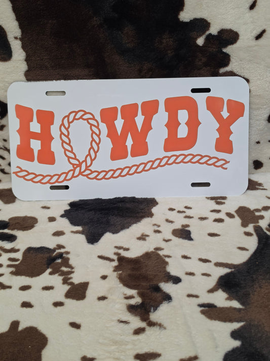 Howdy Western Custom Handmade Car Tag License Plate