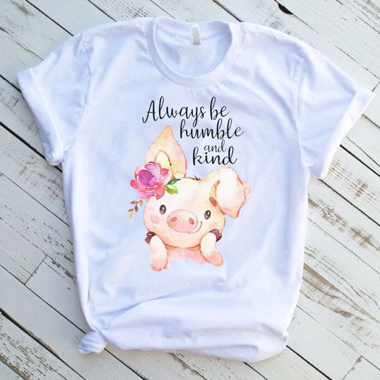 Pig Humble And Kind Graphic Tee Shirt