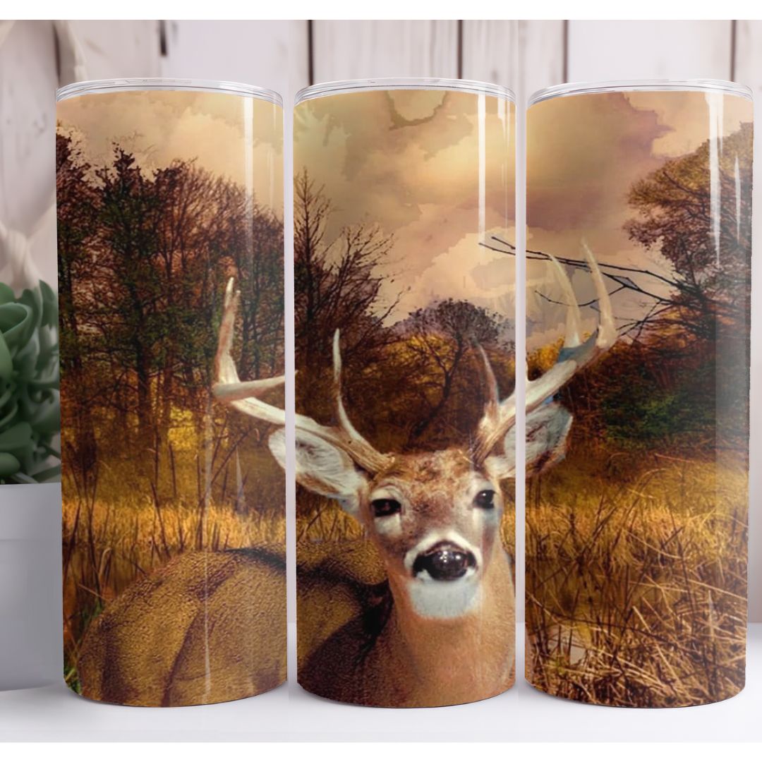 Woodland Deer Buck 20oz Skinny Tumbler