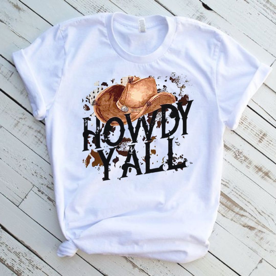 Howdy Yall White T-Shirt Short Sleeve Graphic Tee