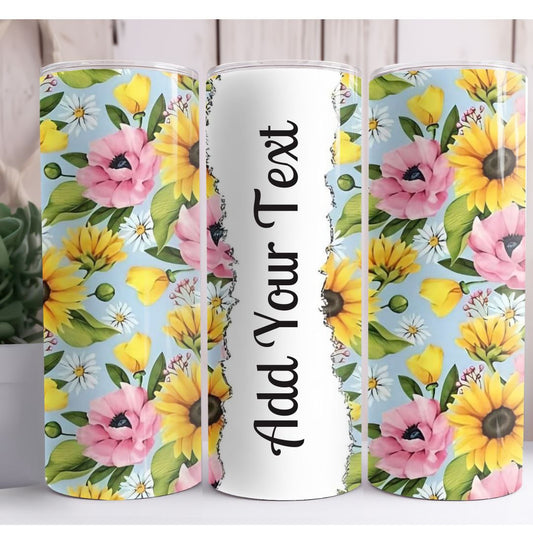 Floral Spring Personalized Name 20oz Skinny Tumbler