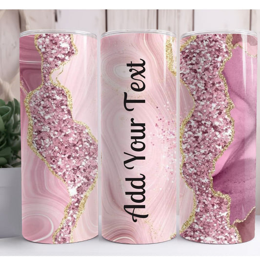 Pink Sparkle Personalized Name 20oz Skinny Tumbler