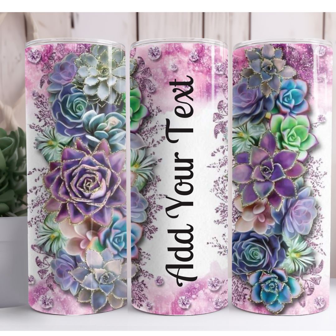 Floral Personalized Name 20oz Skinny Tumbler