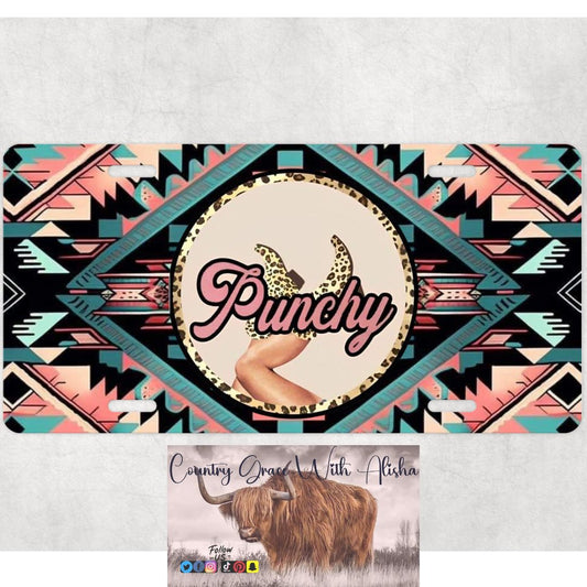 Punchy Western Custom Car Tag License Plate