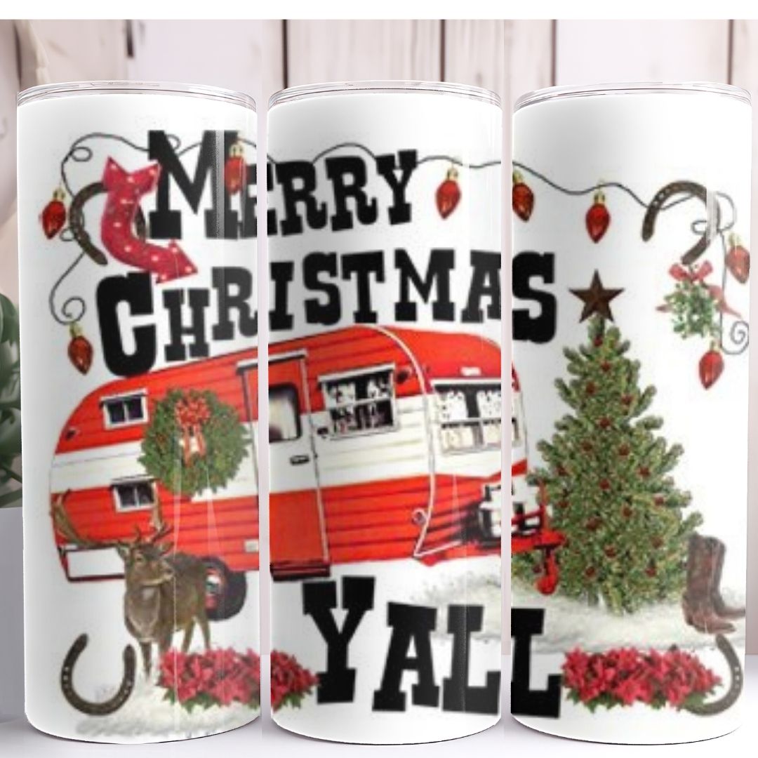Merry Christmas Camper 20oz Skinny Tumbler