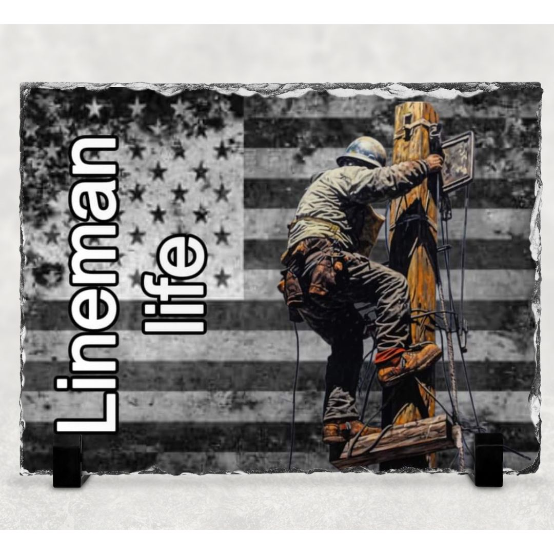 Lineman Life Photo Rock Slate