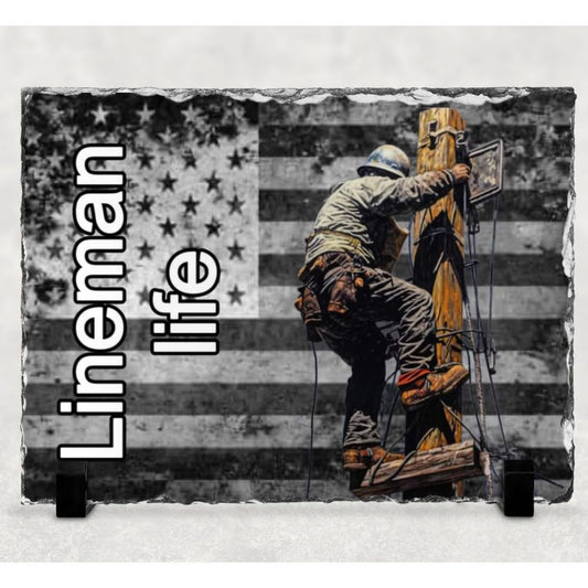 Lineman Life Photo Rock Slate