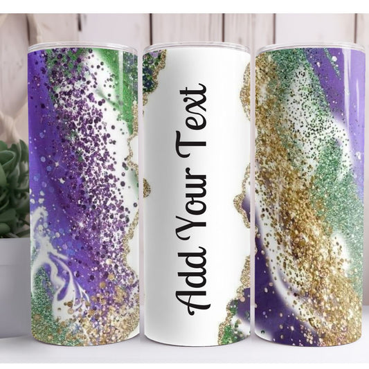 Purple Sparkle Personalized Name 20oz Skinny Tumbler