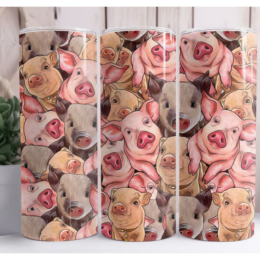 Cute Pigs Custom 20oz Skinny Tumbler