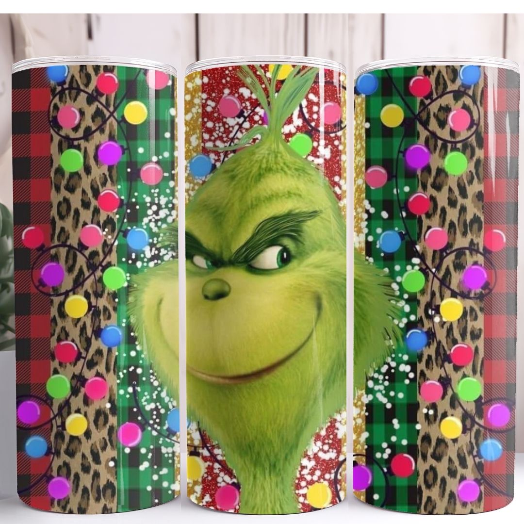 Christmas Lights Grinch 20oz Skinny Tumbler