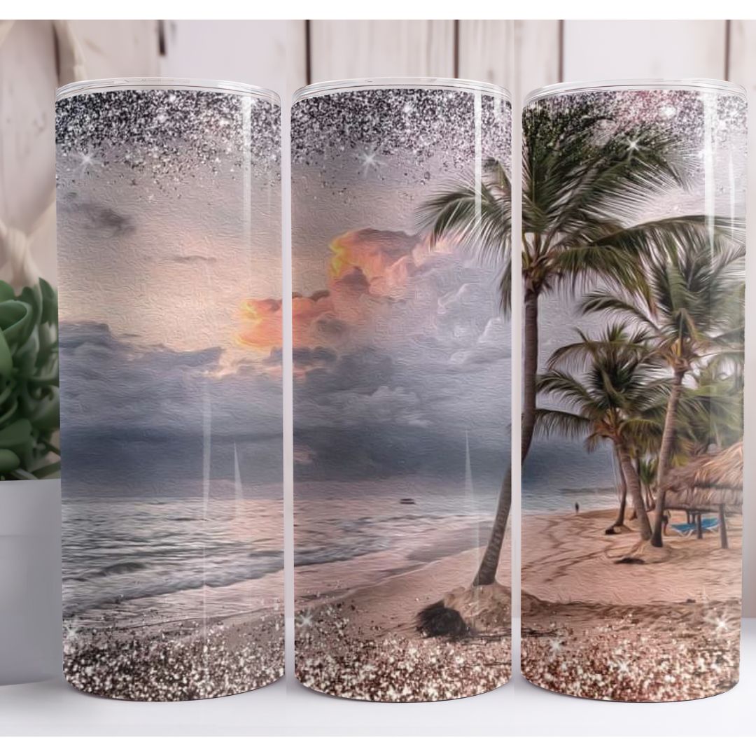 Sandy Beach Custom 20oz Skinny Tumbler