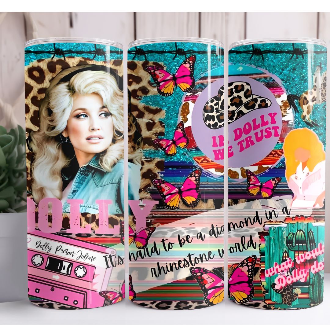 Dolly Parton Collage Country Music Custom 20oz Skinny Tumbler