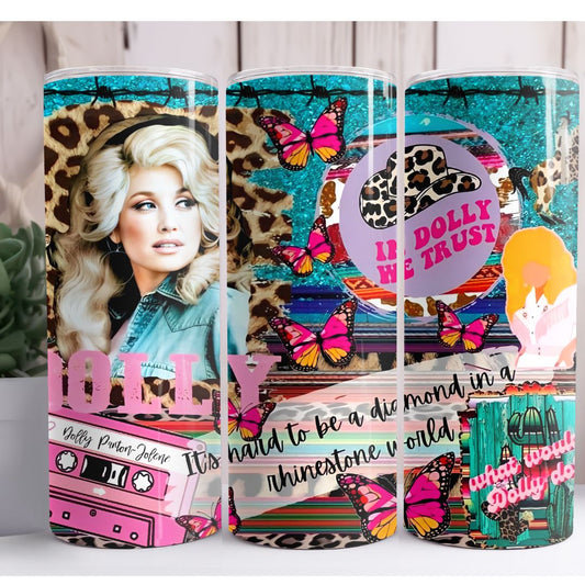 Dolly Parton Collage Country Music Custom 20oz Skinny Tumbler