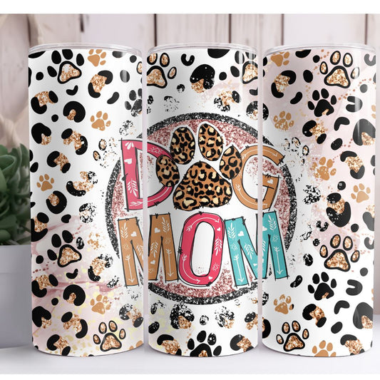 Dog Mom Animal Print Custom 20oz Skinny Tumbler