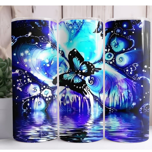 Blue Butterfly Custom 20oz Skinny Tumbler