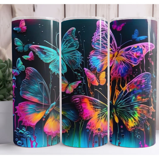 Neon Butterfly Custom 20oz Skinny Tumbler