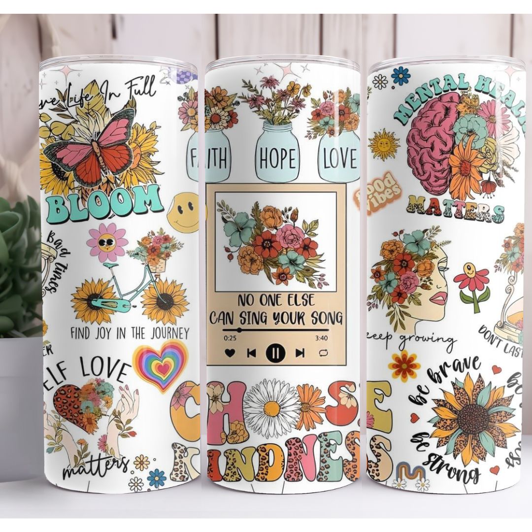 Inspirational Floral Custom 20oz Skinny Tumbler