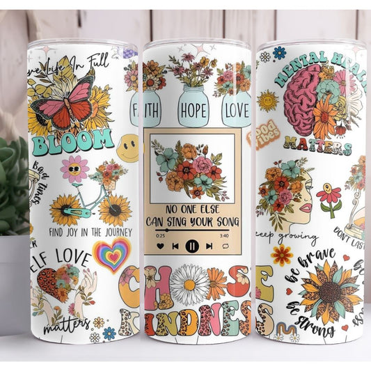 Inspirational Floral Custom 20oz Skinny Tumbler