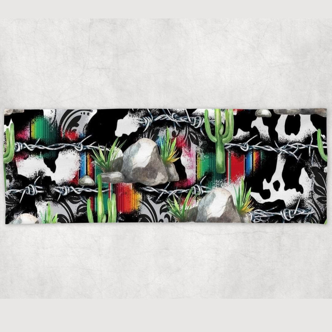 Western Cactus Cow Print Yoga Headband