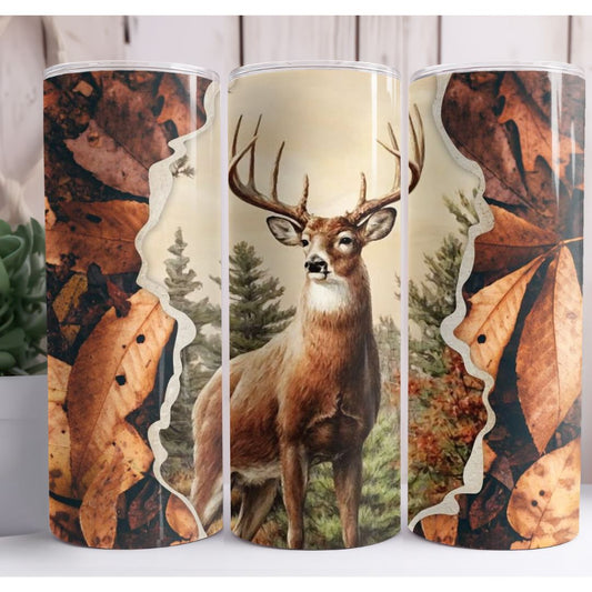 Deer Woodland Mens Custom 20oz Skinny Tumbler