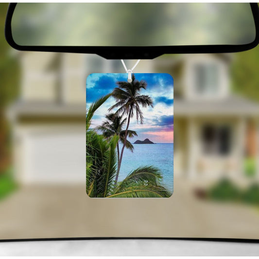 Beach Palm Trees Unscented Car Air Freshener Freshie