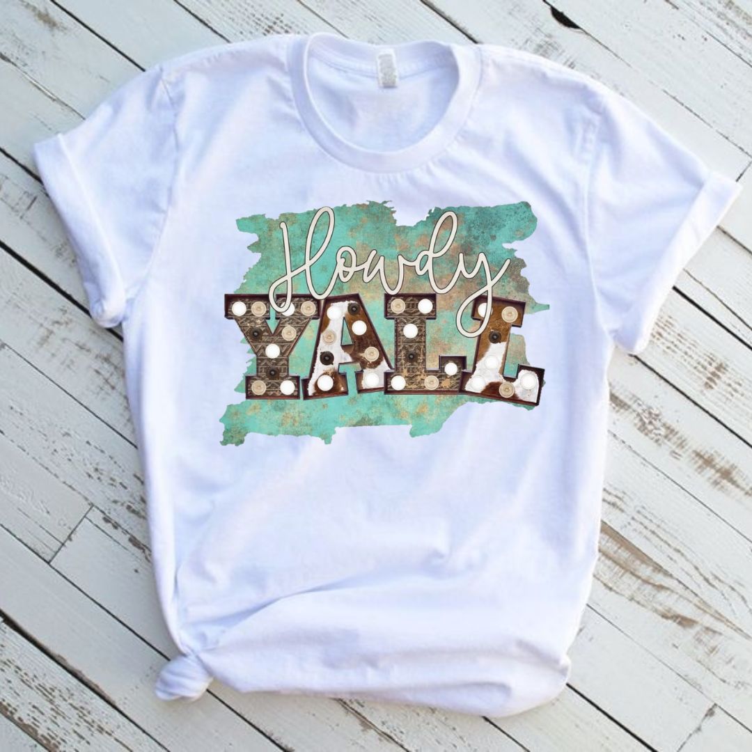 Howdy Yall White Short Sleeve Graphic Tee