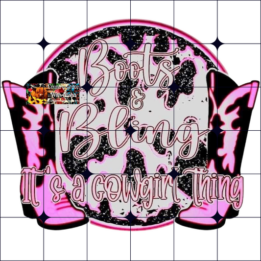 Boots Bling Ready to Press Sublimation Transfer