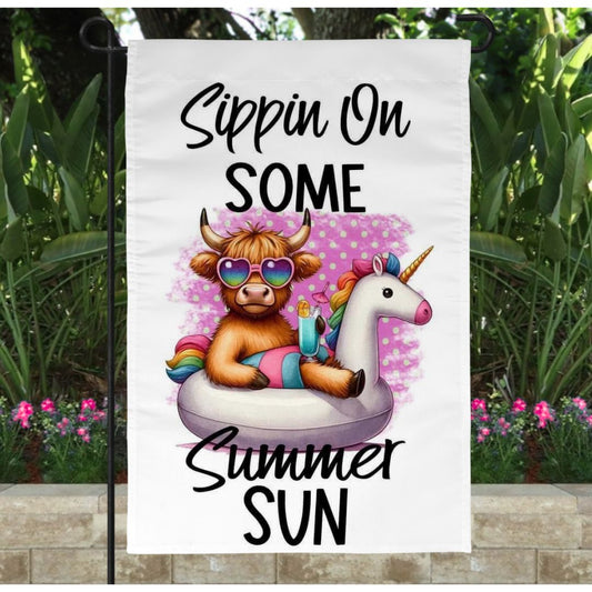 Cow Summer Fun Garden Flag 12x18