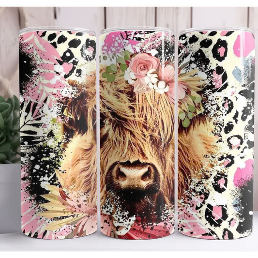 Highland Cow Pink 20oz Skinny Tumbler