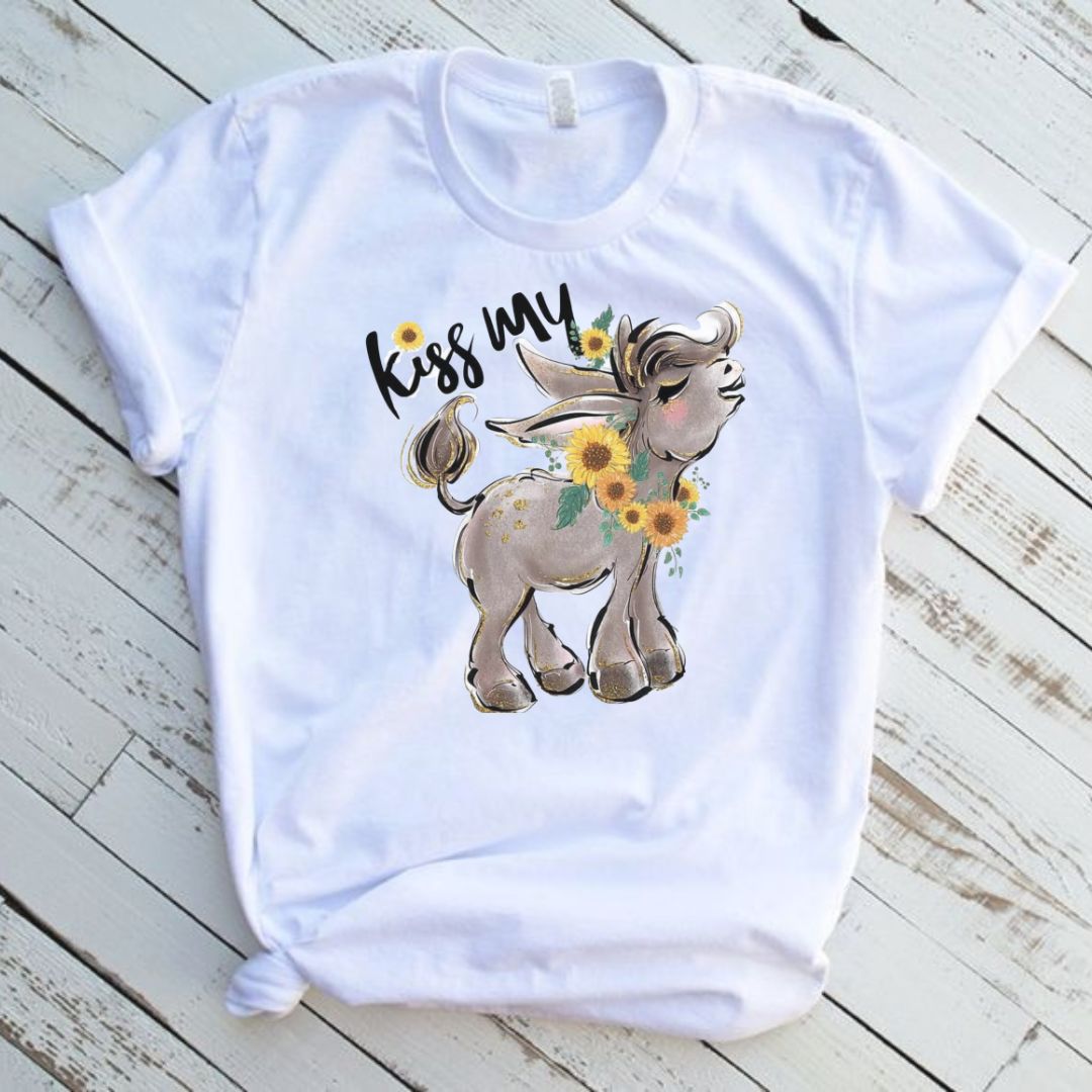 Kiss My Donkey Funny Graphic T-Shirt