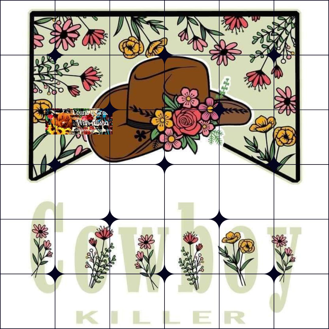 Cowboy Killer Floral Ready to Press Sublimation Transfer