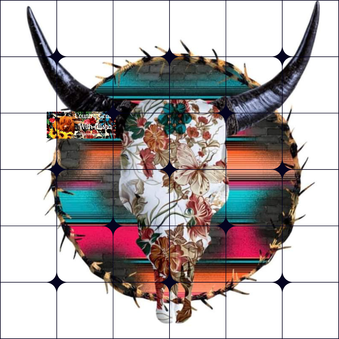 Bull Skull Serape Ready to Press Sublimation Transfer