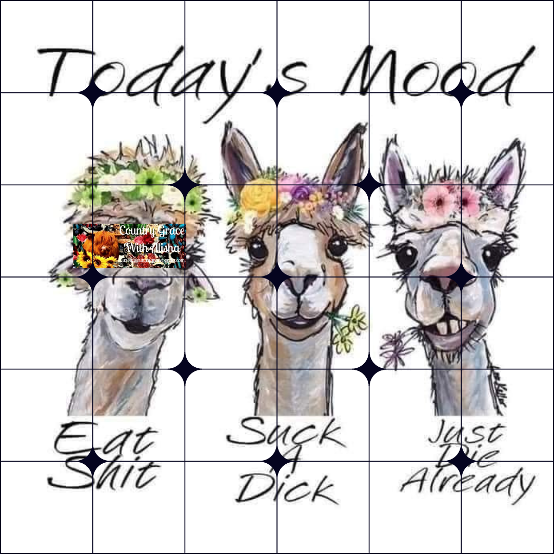 Llama Todays Mood Ready to Press Sublimation Transfer